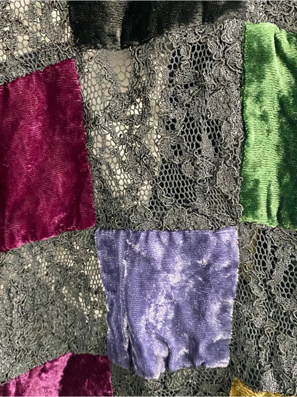 Vintage WR II Velvet Patchwork Lace Jacket Whimsigoth Boho Made‎ in USA M/L